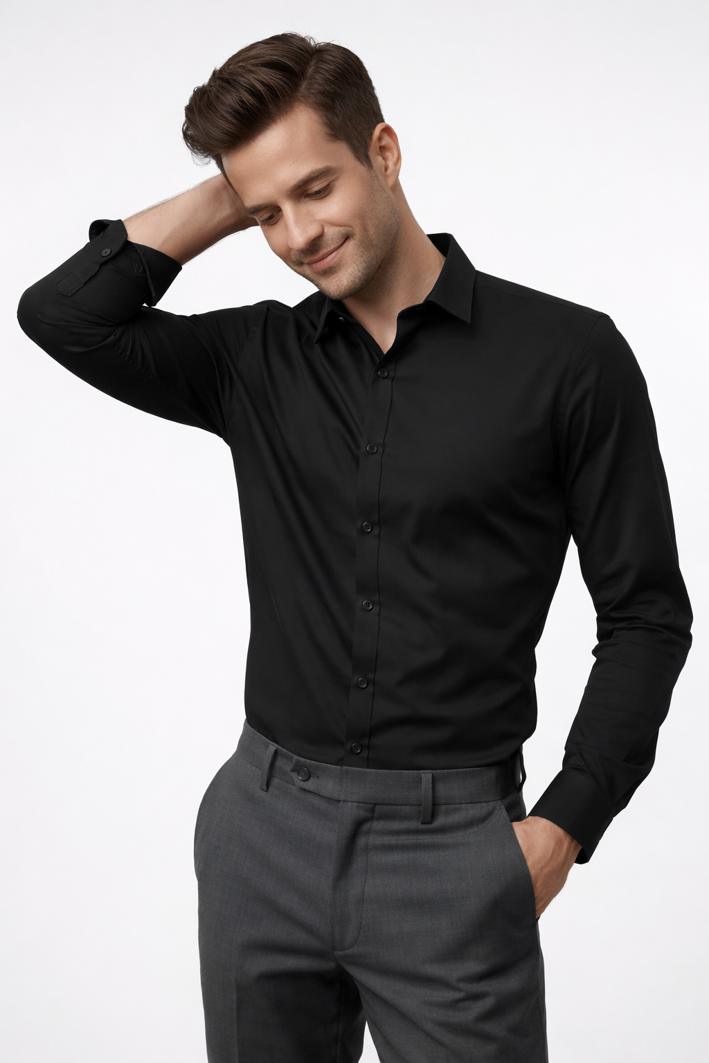 Men’s Premium Black Full Sleeve Shirt – Stylish Fit with Smart Casual Collar