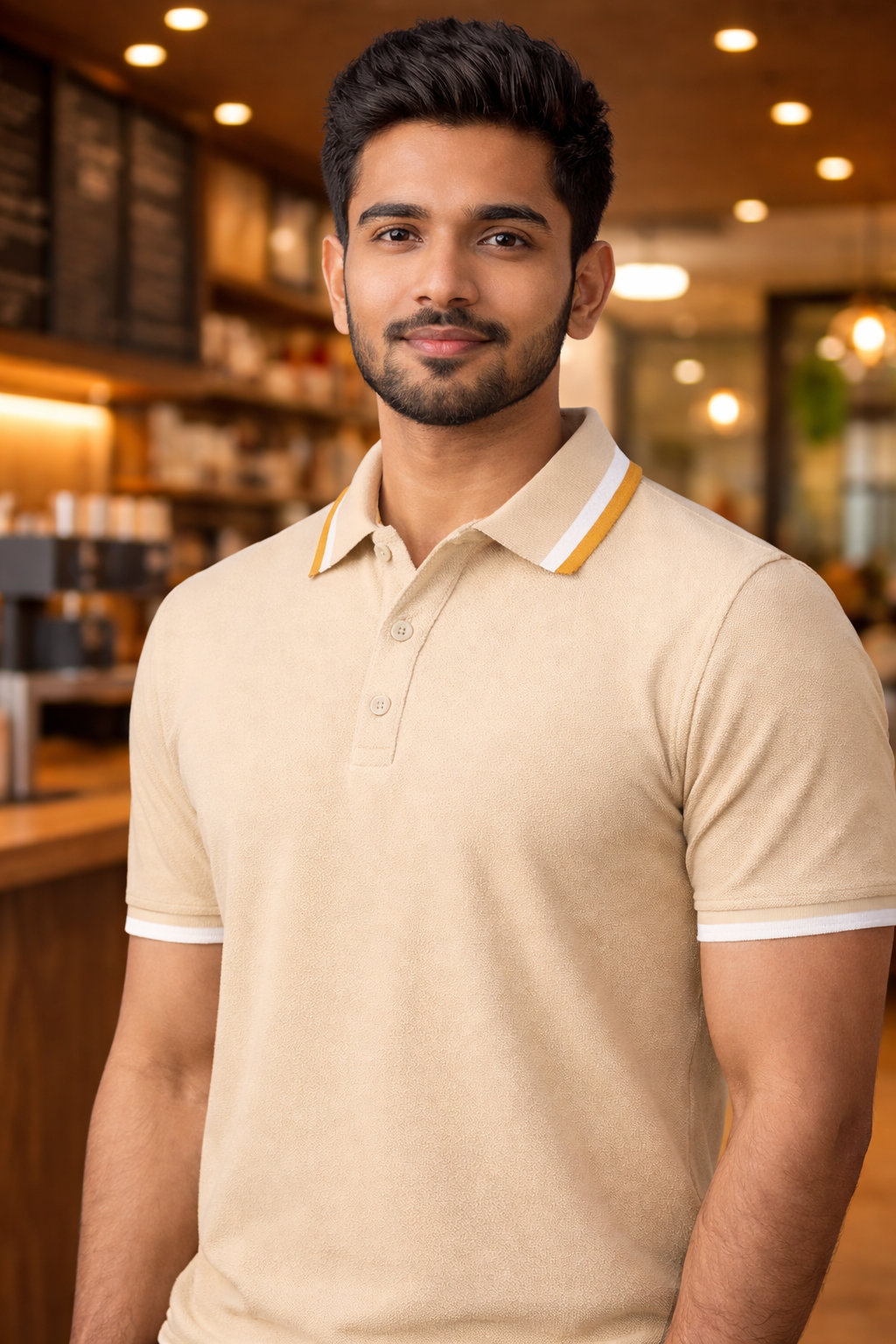 Men’s Classic Beige Short Sleeve T-Shirt | Premium Fabric, Modern Fit