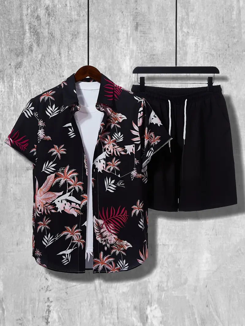 Men’s Cocos Black Lycra Night Suit – Shirt & Shorts Set