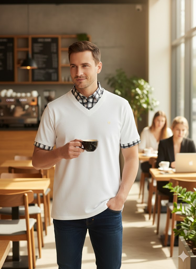 Men's White Half Sleeve T-Shirt - Premium Cotton & Stylish Slim Fit