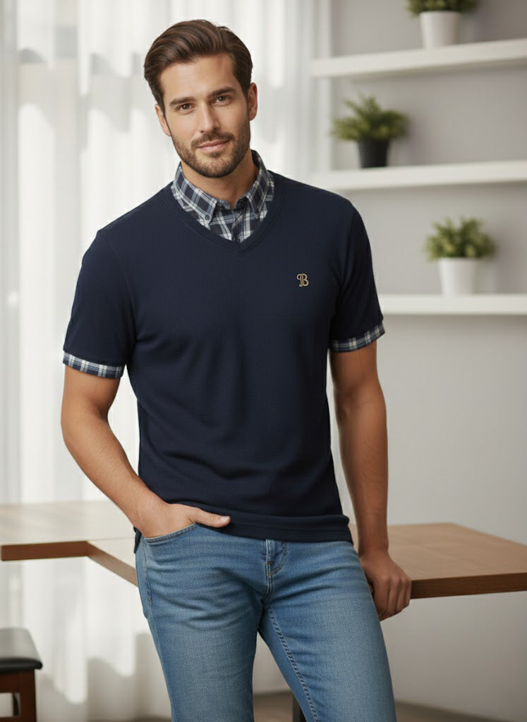 Men's Premium Blue Half Sleeve T-Shirt – Stylish Fit | Soft Cotton & Smart Casual Wear