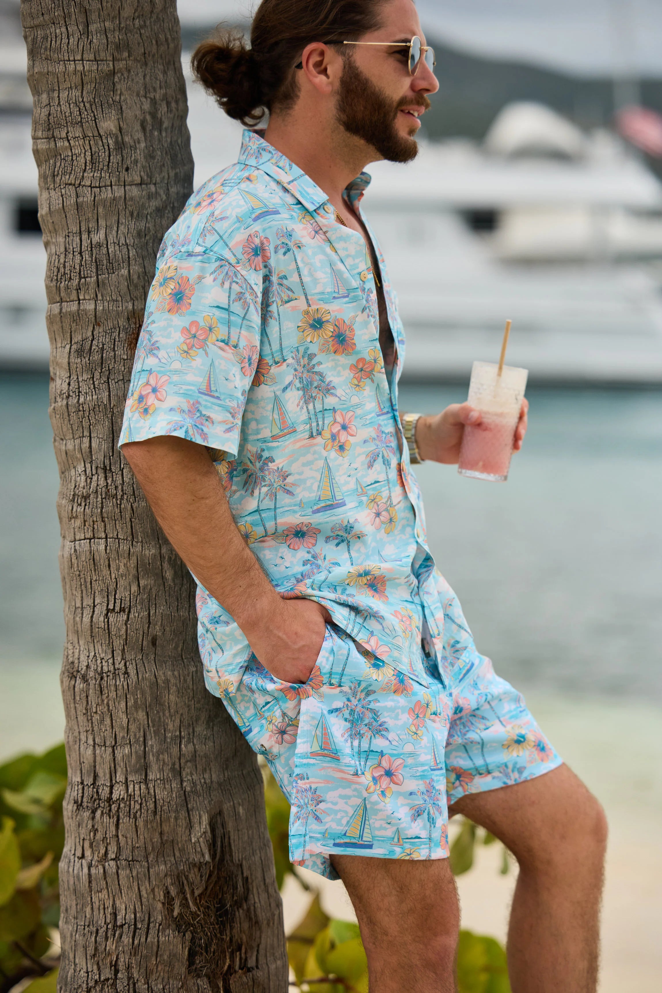 Men’s Mojito Lycra Night Suit – Shirt & Shorts Set