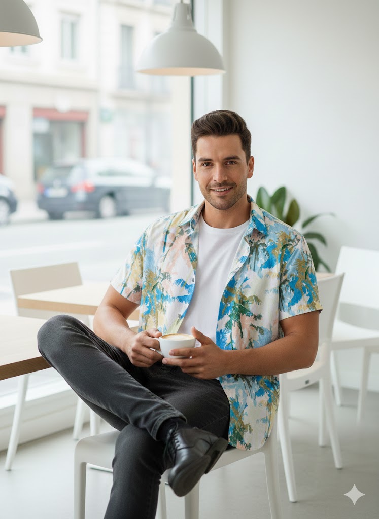 SRT Exclusive Men's Tropical Pop Print Half-Sleeve Shirt