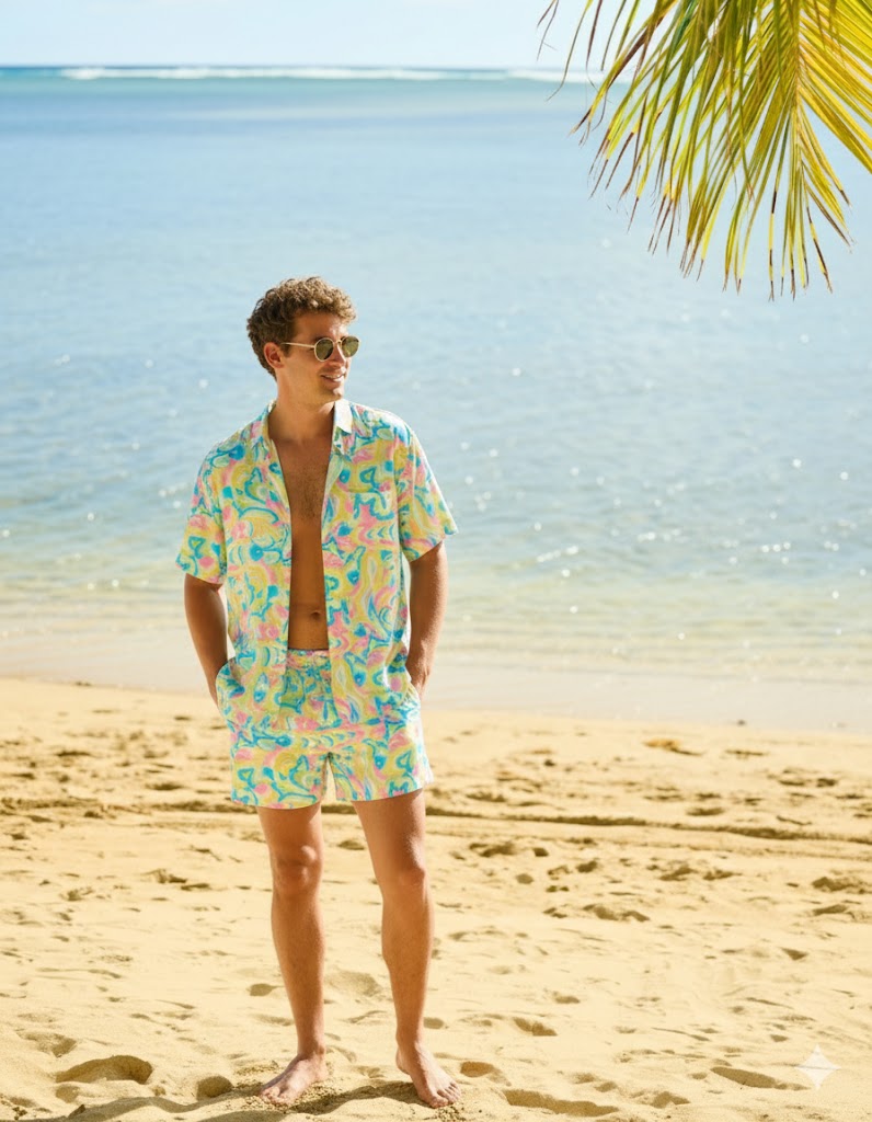 Men’s Pink Fish Lycra Night Co-Ord Suit