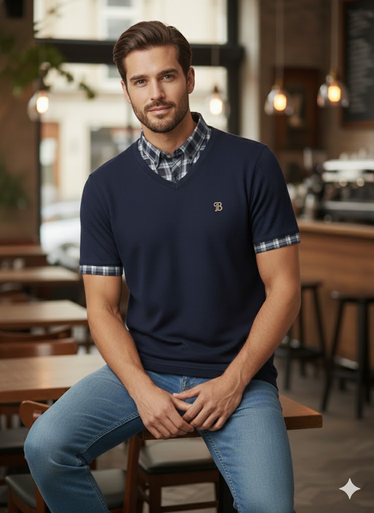 Men's Premium Blue Half Sleeve T-Shirt – Stylish Fit | Soft Cotton & Smart Casual Wear