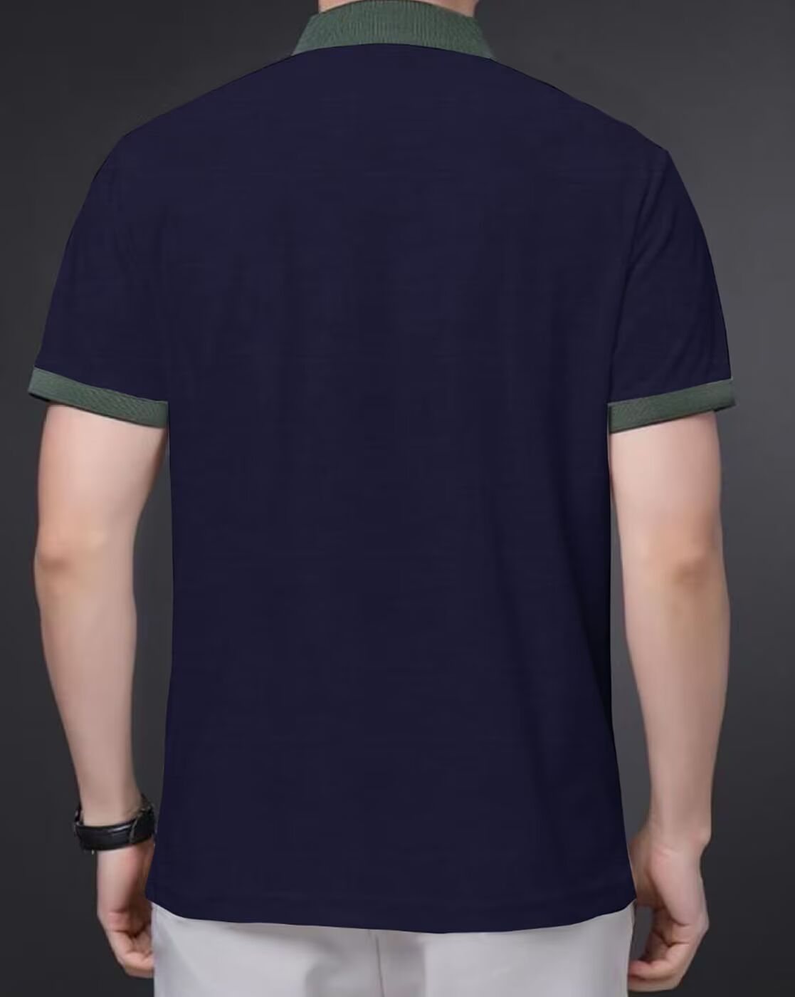 Men’s Navy Blue Polo T-Shirt with Contrast Collar | Premium Cotton Casual
