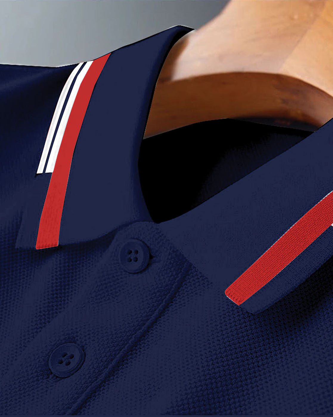 Men’s Premium Navy Polo T-Shirt with Contrast Collar Stripes – Slim Fit Smart Casual Wear