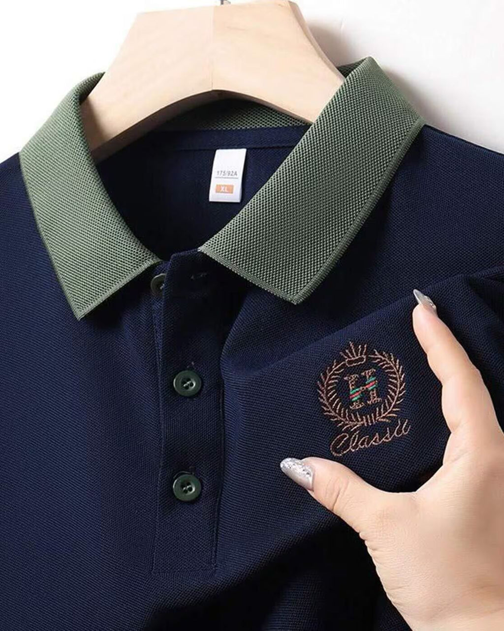 Men’s Navy Blue Polo T-Shirt with Contrast Collar | Premium Cotton Casual