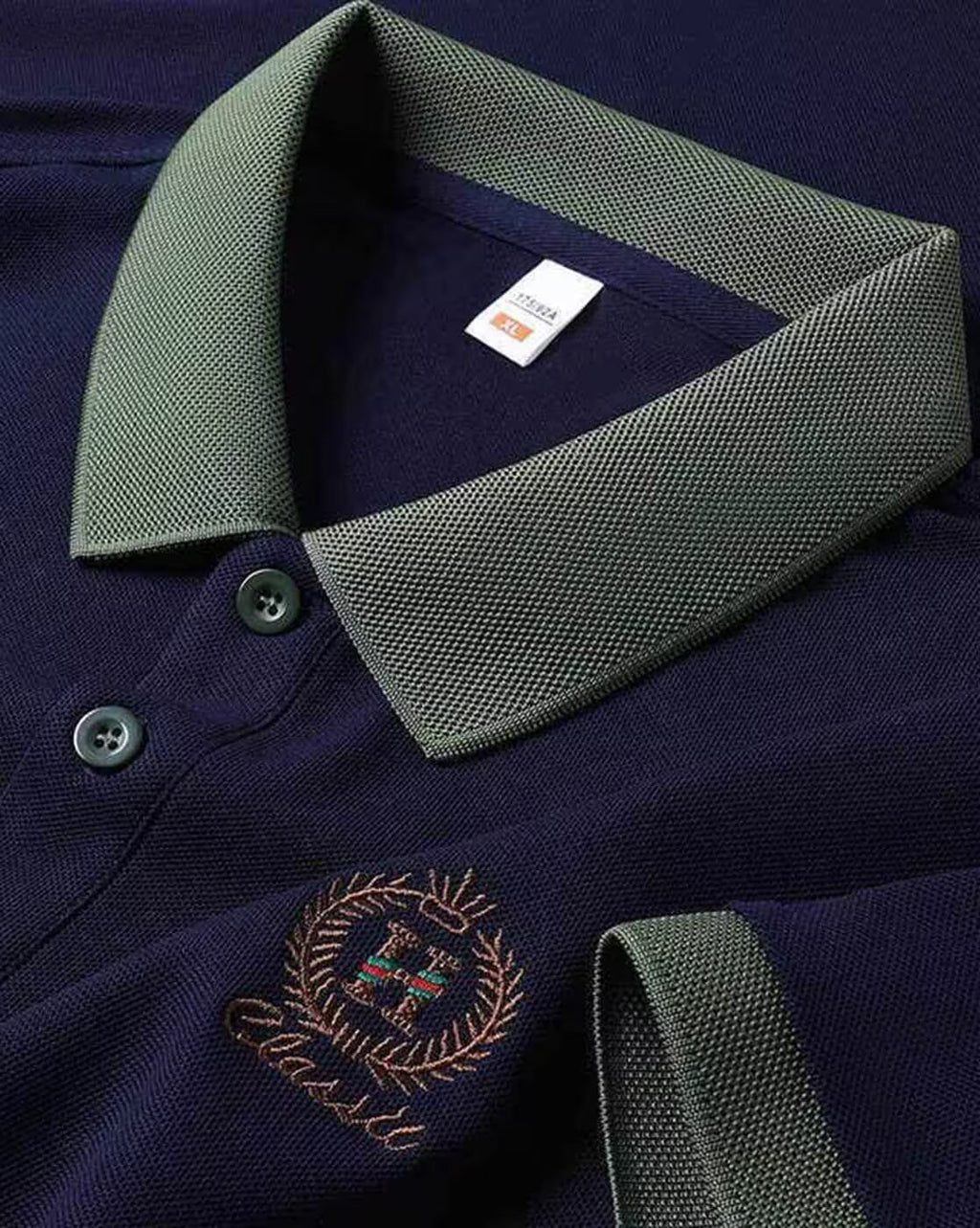 Men’s Navy Blue Polo T-Shirt with Contrast Collar | Premium Cotton Casual