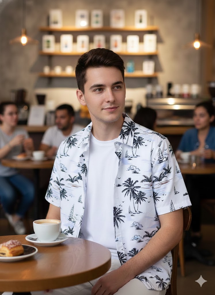 Men’s White Coconut Lycra Night Suit – Shirt & Shorts Set