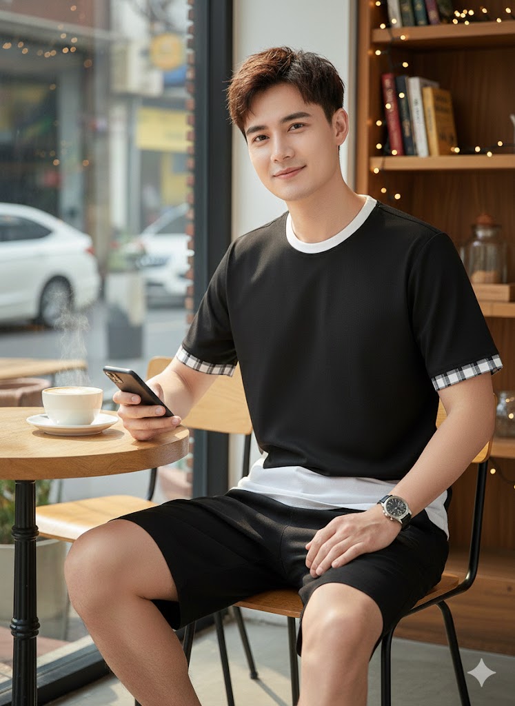 Men's Premium Black Half Sleeve T-Shirt - Stylish Fit | Smart Casual Collar Design